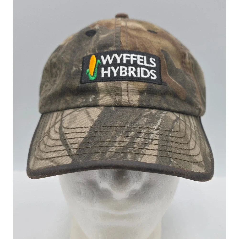 Vintage K-Products Wyffels Hybrids Strapback Hat Camo Camouflage Cap Farming